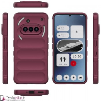 Magic Shield guminis dėklas su kameros apsauga - bordo spalvos (Nothing Phone 3A)
